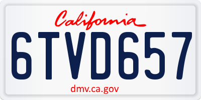 CA license plate 6TVD657