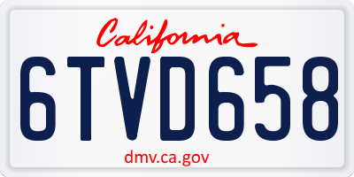 CA license plate 6TVD658