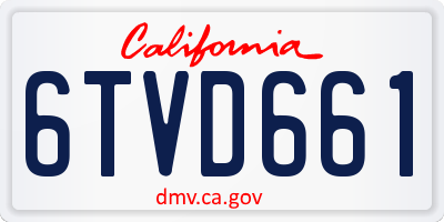 CA license plate 6TVD661