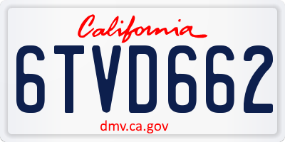 CA license plate 6TVD662