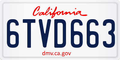 CA license plate 6TVD663