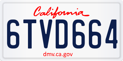 CA license plate 6TVD664