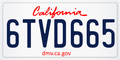 CA license plate 6TVD665