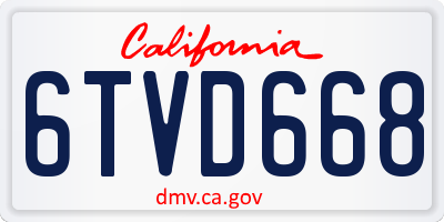 CA license plate 6TVD668