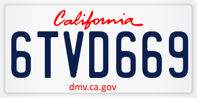 CA license plate 6TVD669