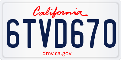 CA license plate 6TVD670