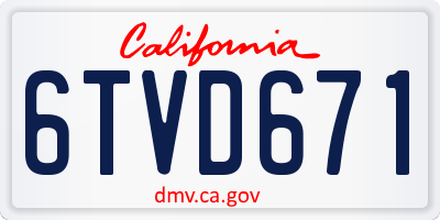 CA license plate 6TVD671