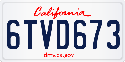 CA license plate 6TVD673