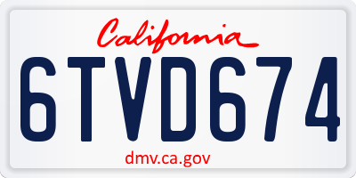 CA license plate 6TVD674