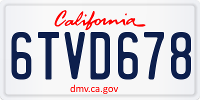 CA license plate 6TVD678