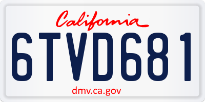 CA license plate 6TVD681