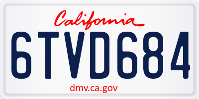 CA license plate 6TVD684