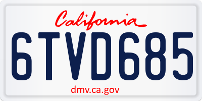 CA license plate 6TVD685