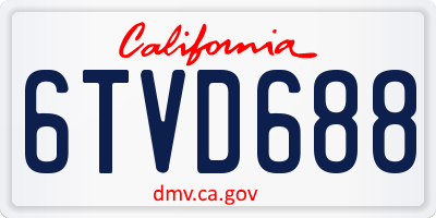 CA license plate 6TVD688