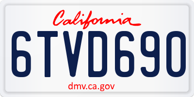 CA license plate 6TVD690