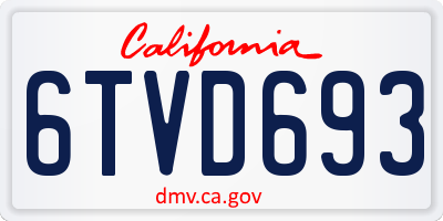 CA license plate 6TVD693