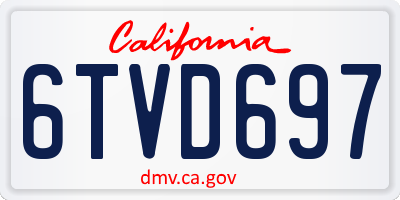 CA license plate 6TVD697