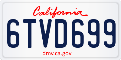 CA license plate 6TVD699