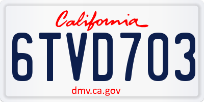 CA license plate 6TVD703