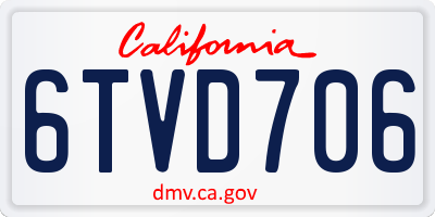 CA license plate 6TVD706