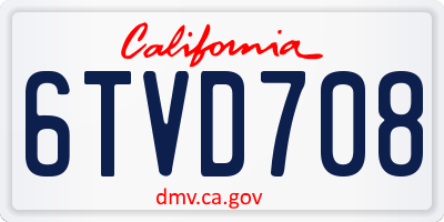 CA license plate 6TVD708