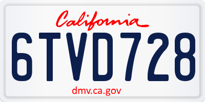 CA license plate 6TVD728