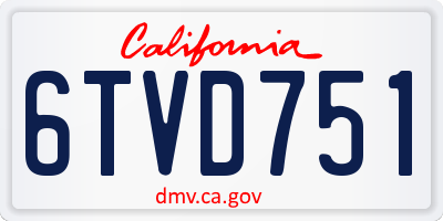 CA license plate 6TVD751
