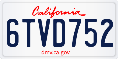 CA license plate 6TVD752