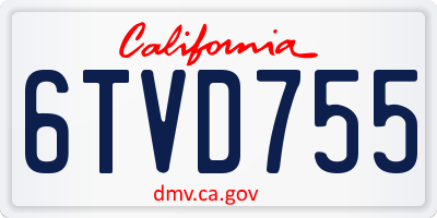 CA license plate 6TVD755