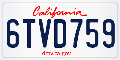 CA license plate 6TVD759