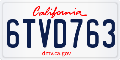 CA license plate 6TVD763