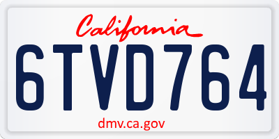 CA license plate 6TVD764