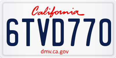 CA license plate 6TVD770