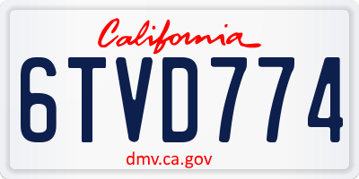 CA license plate 6TVD774