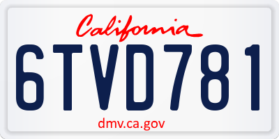 CA license plate 6TVD781