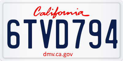 CA license plate 6TVD794