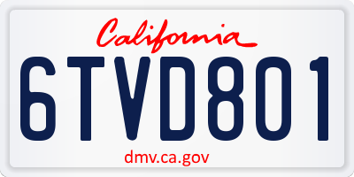 CA license plate 6TVD801