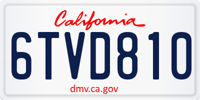 CA license plate 6TVD810