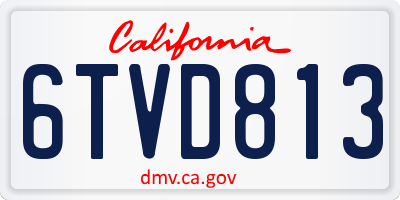 CA license plate 6TVD813