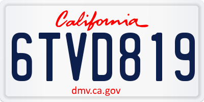 CA license plate 6TVD819