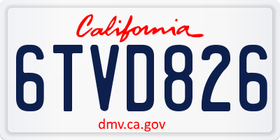 CA license plate 6TVD826