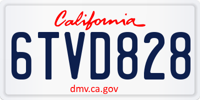 CA license plate 6TVD828
