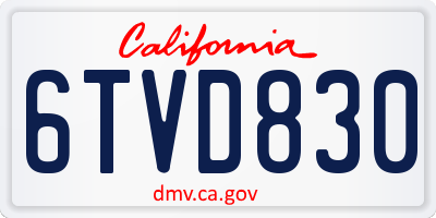 CA license plate 6TVD830