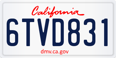 CA license plate 6TVD831