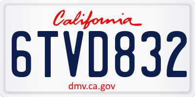 CA license plate 6TVD832