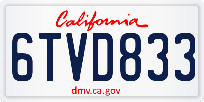 CA license plate 6TVD833