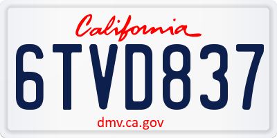 CA license plate 6TVD837