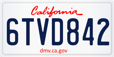 CA license plate 6TVD842
