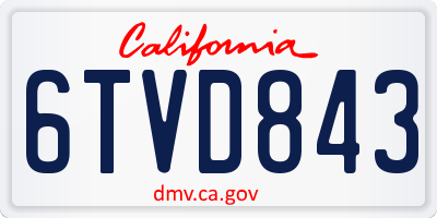 CA license plate 6TVD843