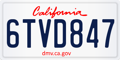 CA license plate 6TVD847